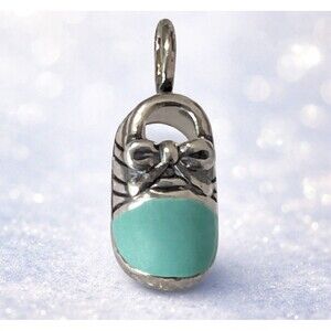 Vtg  2005 Avon Sterling Silver 925 Baby Bootie Charm Dec Birthstone Turquoise